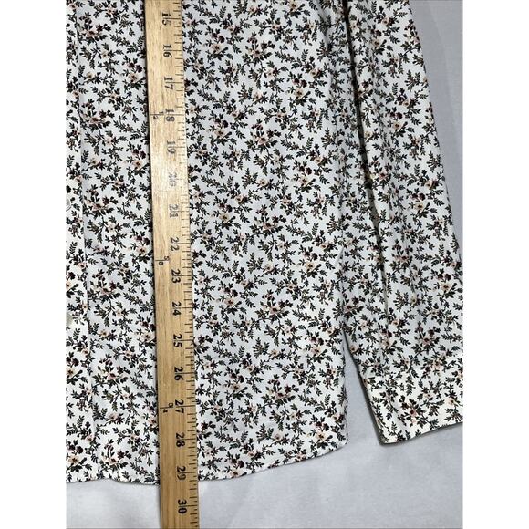 Express Slim Performance Shirt Mens Medium Floral Collared Button Up Stretch - Picture 9 of 12